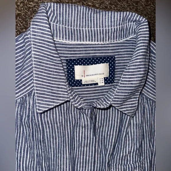 Anthropologie Blue Striped Jumpsuit - Picture 4 of 8